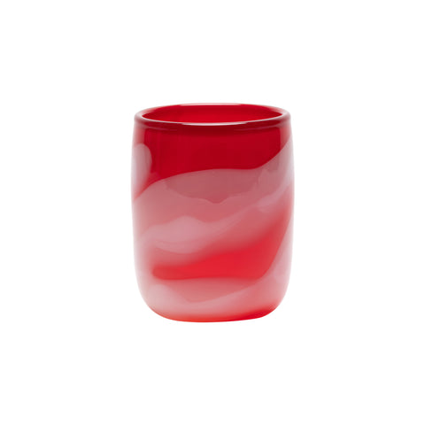 Red Vase with Flamingo Pink and White Strokes