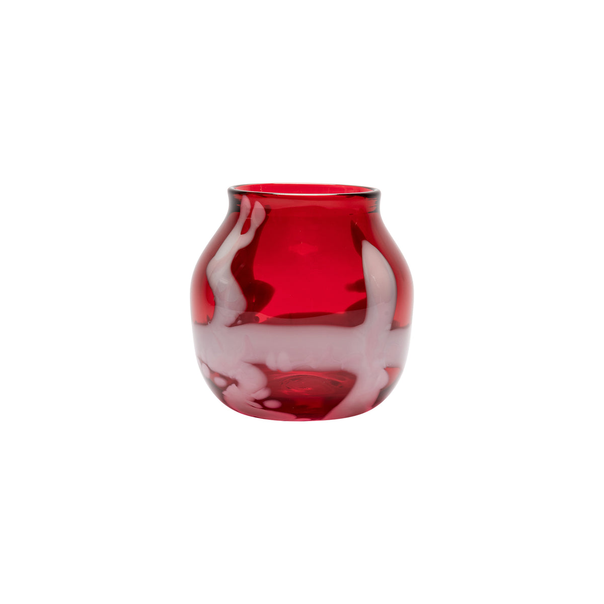 Transparent Fuchsia Vase with White Strokes