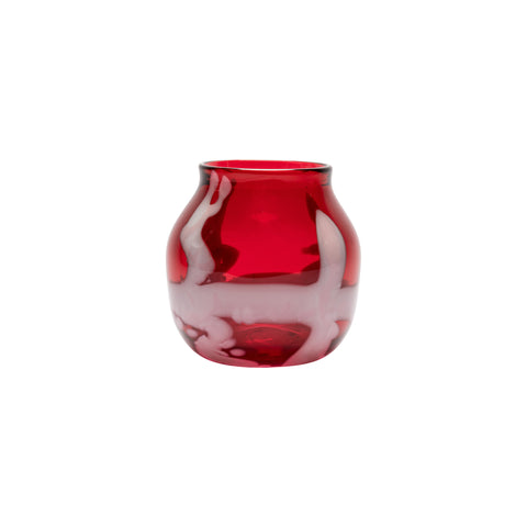 Transparent Fuchsia Vase with White Strokes