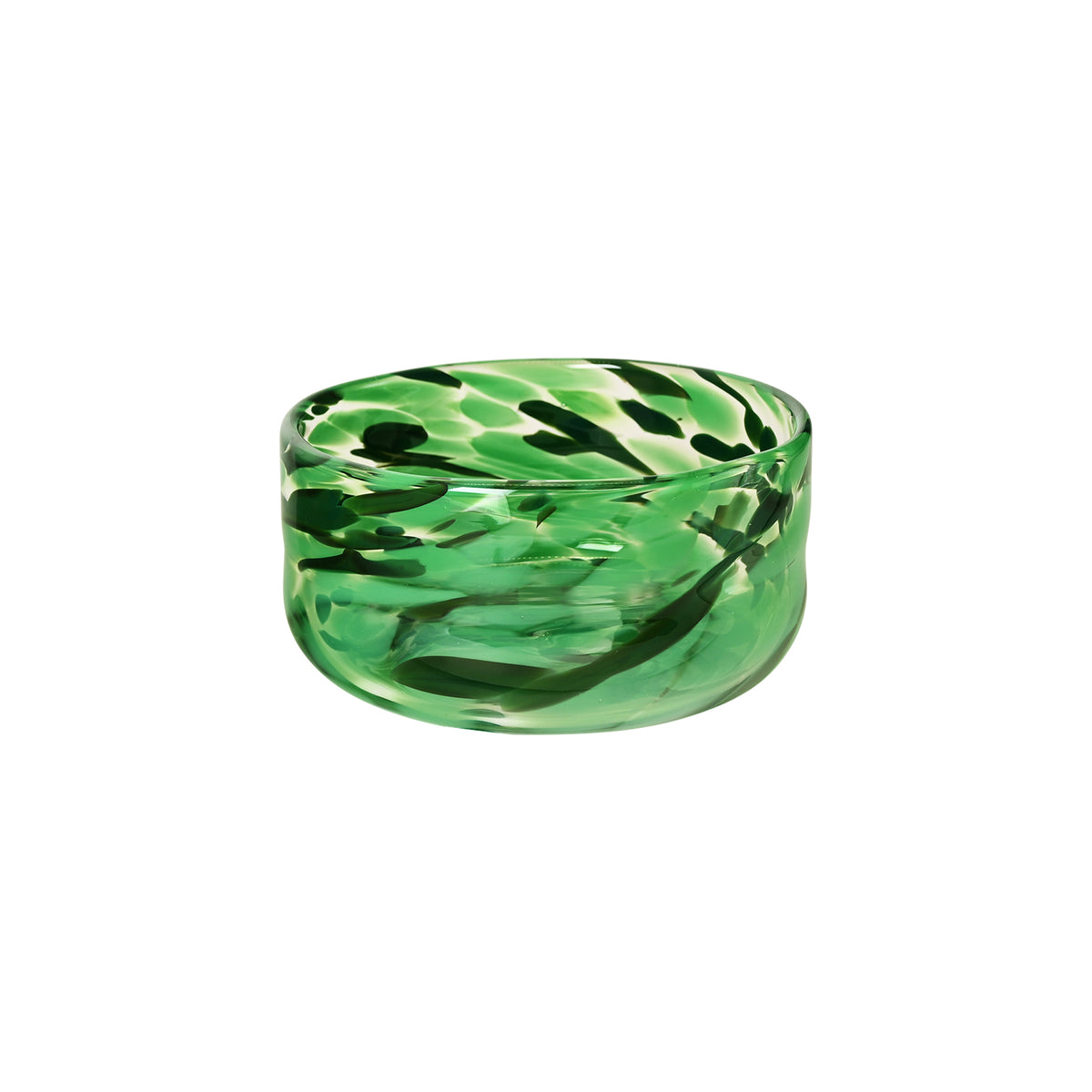 Transparent Candy Bowl with Emerald and Forest Green Spots