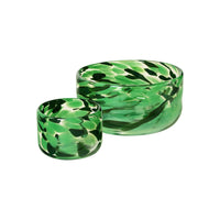 Transparent Candy Bowl with Emerald and Forest Green Spots