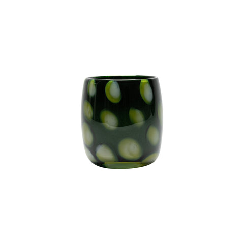 Metallic Forest Green Vase with Lime Spots