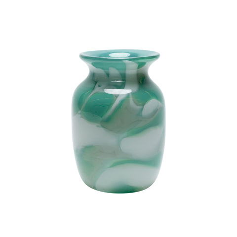 Jade Vase with White and Teal Strokes