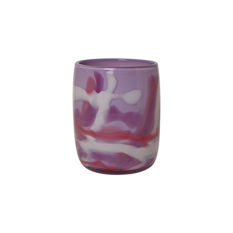 Lilac Vase with Violet, White and Dark Pink Strokes