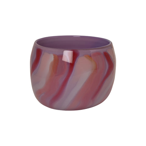 Lilac Bowl with Violet, White, and Dark Pink Strokes