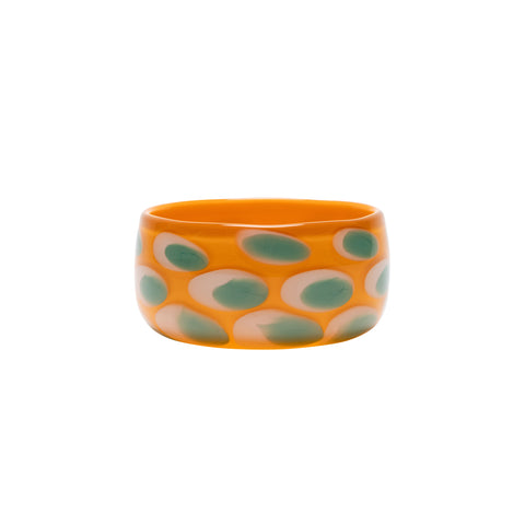 Orange Bowl with White and Jade Spots