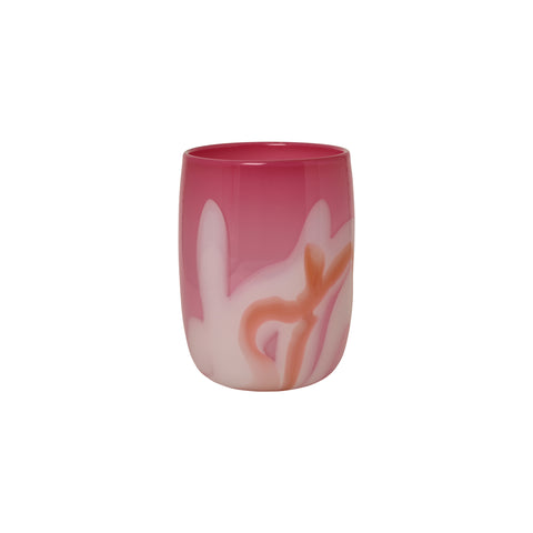 Pink Vase with Coral and White Strokes