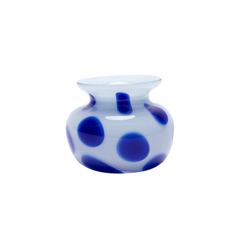 Light Powder Blue Vase with Royal Blue Spots