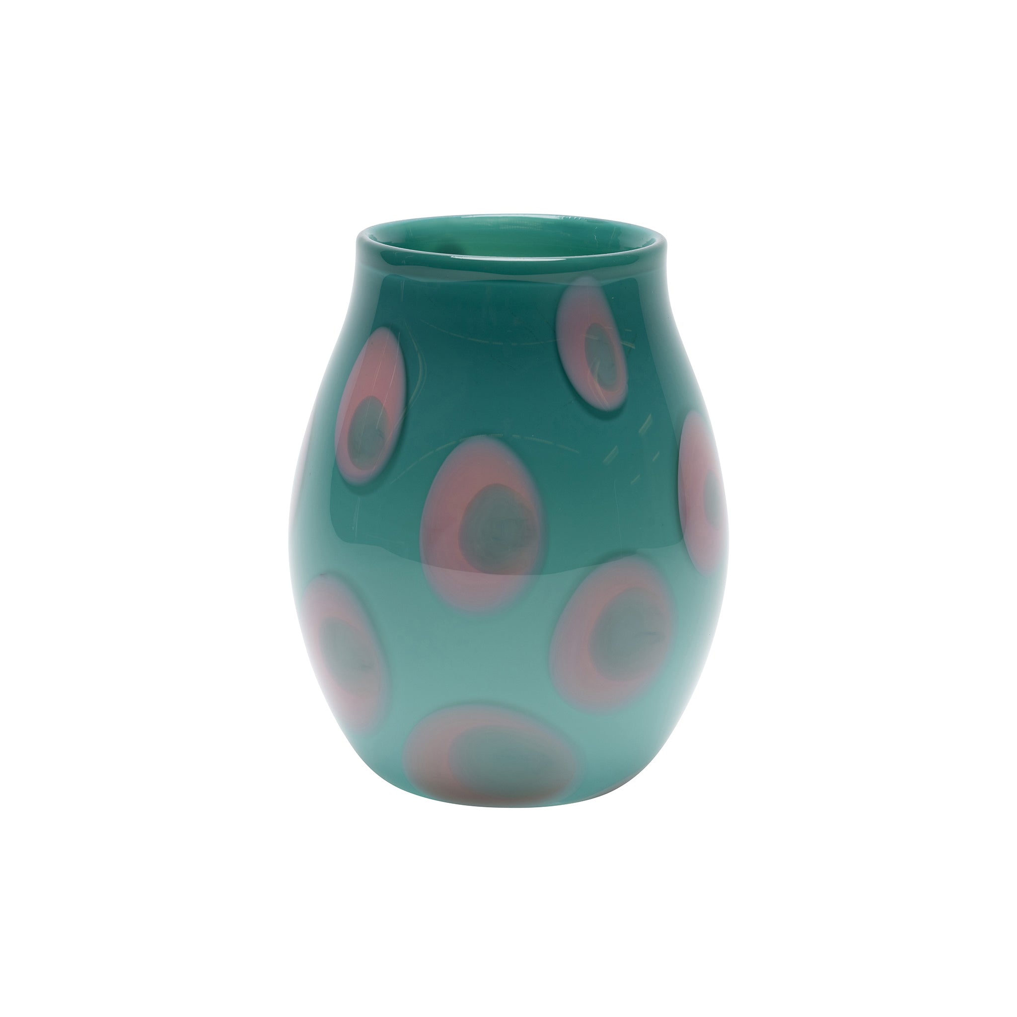 Teal Vase with Pink and Teal Spots