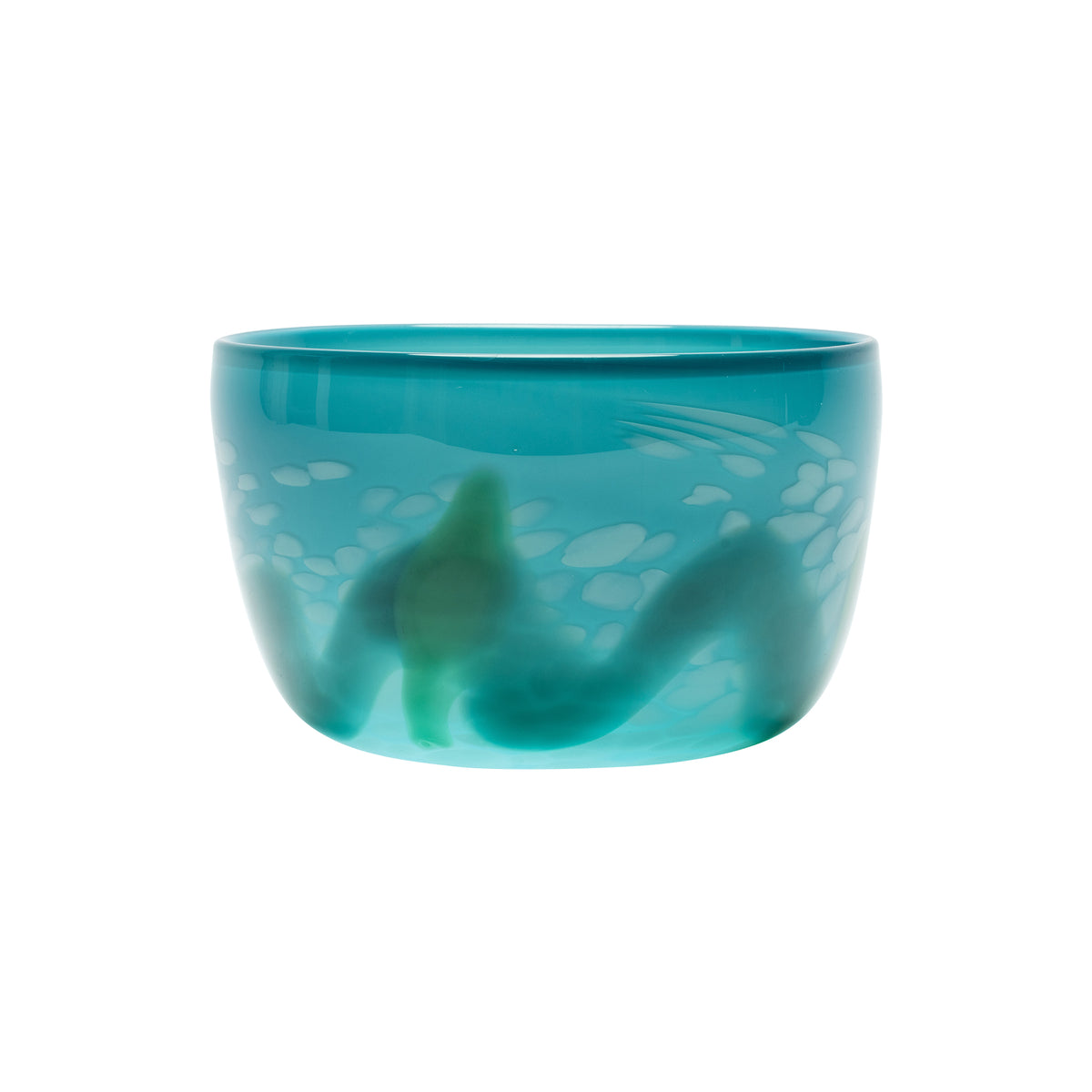 Teal Bowl with Seafoam Spots and Jade Strokes