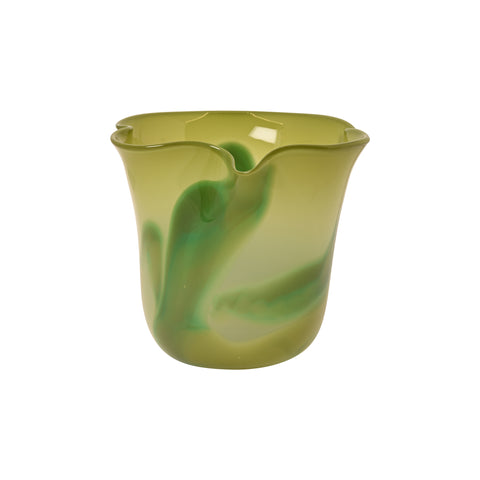 Pistachio Wavy Planter with Jade and Emerald Green Strokes