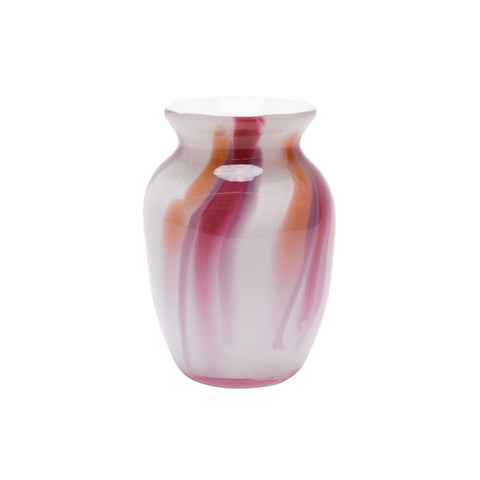 White Vase with Rose and Violet and Flamingo Pink Strokes