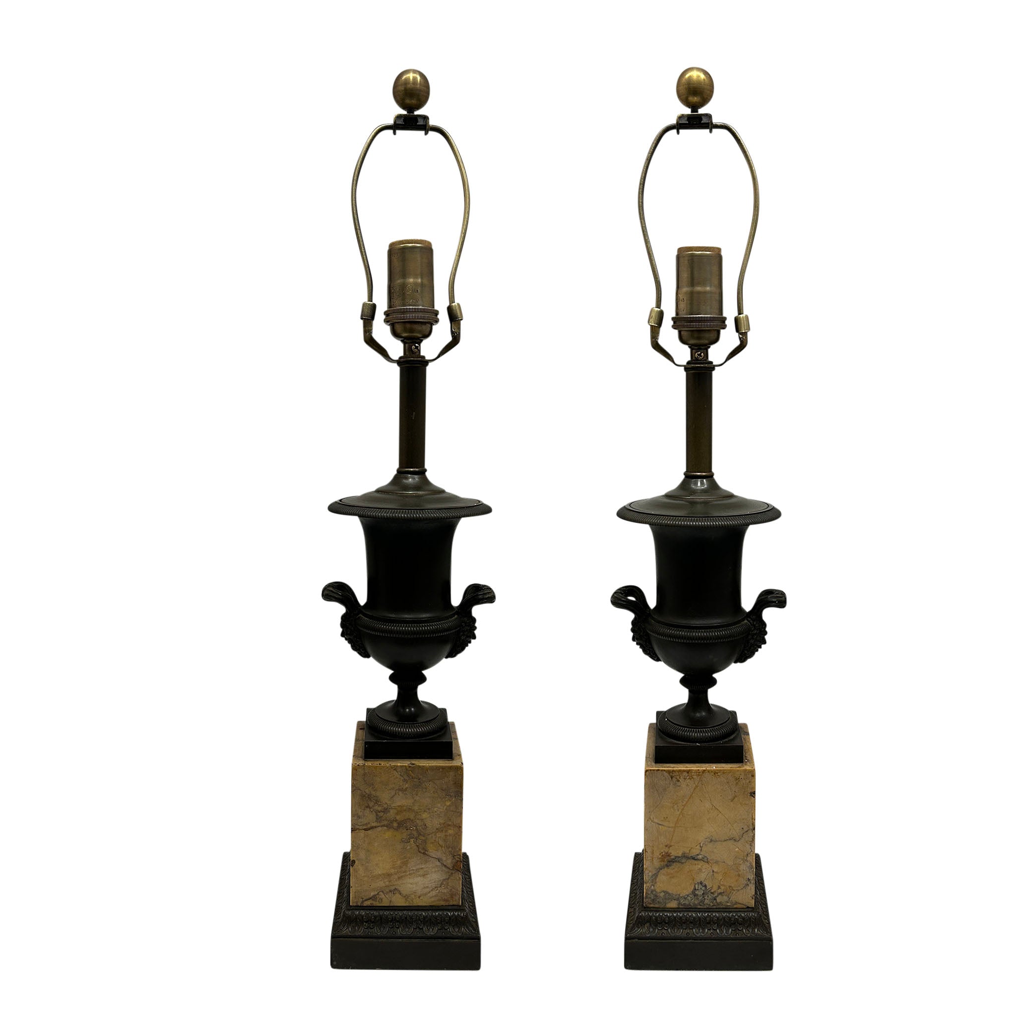 Pair of Charles X Bronze Mantle Urn Lamps