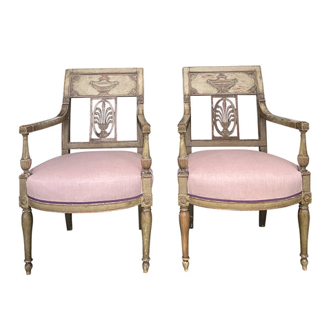 Pair of Painted Directoire Fauteuils