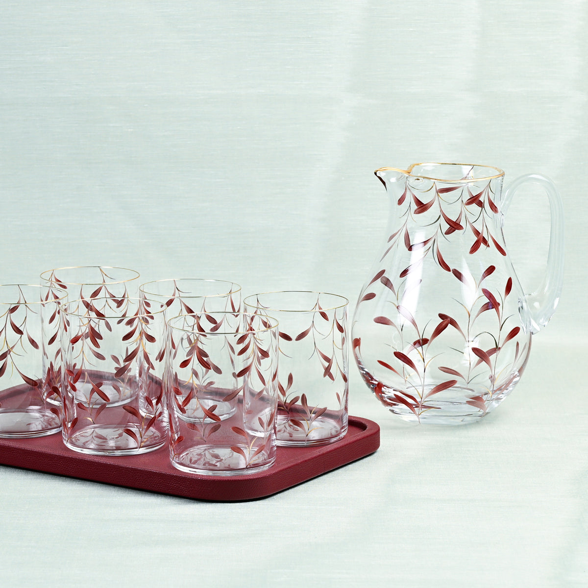 Set of Six Palawan Burgundy Tumbler Glasses