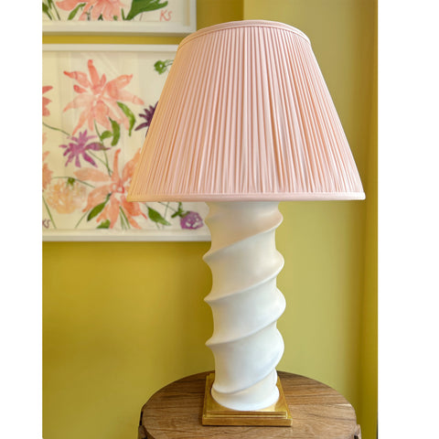 Pale Pink Silk Hand-Shirred Lampshade