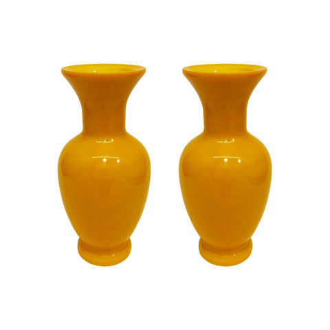 Pair of Vintage Peking Glass Vases in Yellow