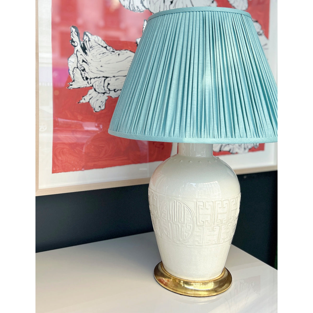Sky Blue Linen Lampshade