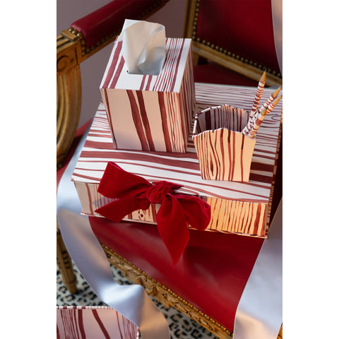 Hand-Painted Paper-Covered Accessories in Peppermint Bark