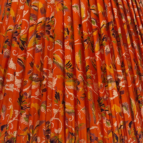 18" Silk Sari Lampshade - Persimmon Abstract Floral