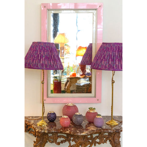 KRB Peony Pink Reverse Painted Glass and Silver Gilt Mirror