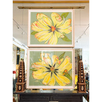 Christian Brechneff, Yellow Tulip Pastel on Pistachio I