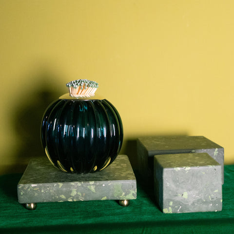 Square Malachite Scagliola Plinth with Ball Feet