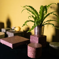 Square Rosso Imperial Scagliola Plinth with Ball Feet