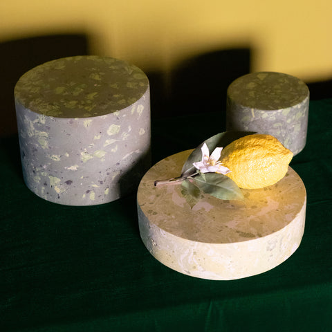 Large Round Malachite Scagliola Plinth