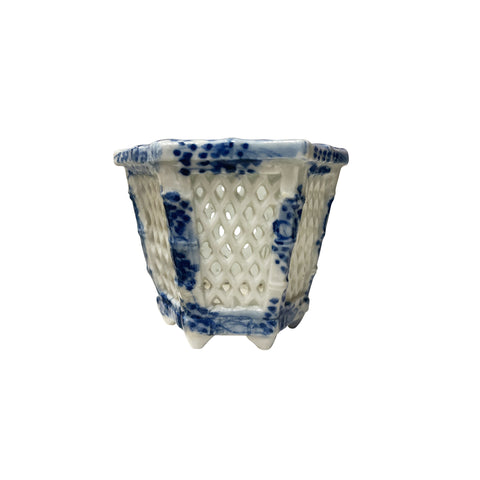 Antique Japanese Porcelain Reticulated Cricket Pot