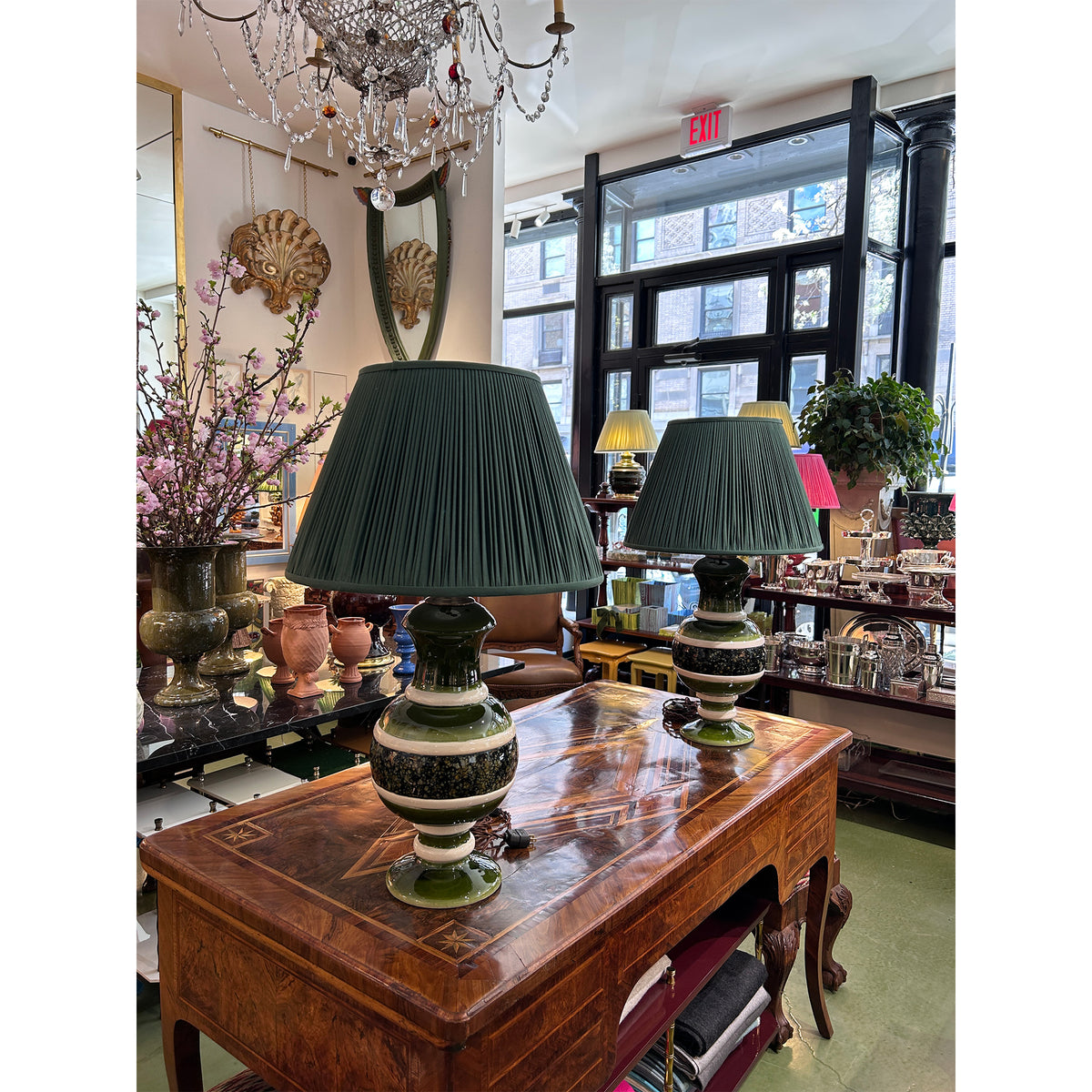 Jean Roger Renaissance Lamp in Khaki and Salamander Glazes with Ivory Bands