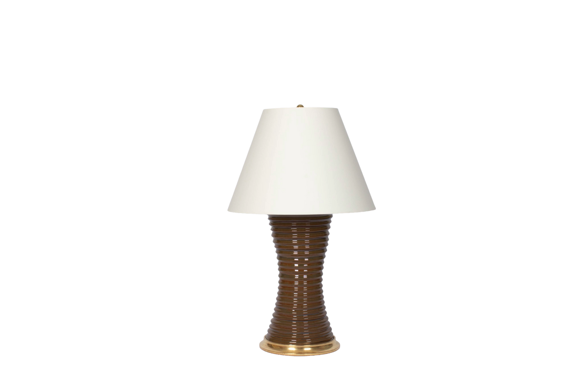 Ribbed Hourglass Lamp in Ironstone