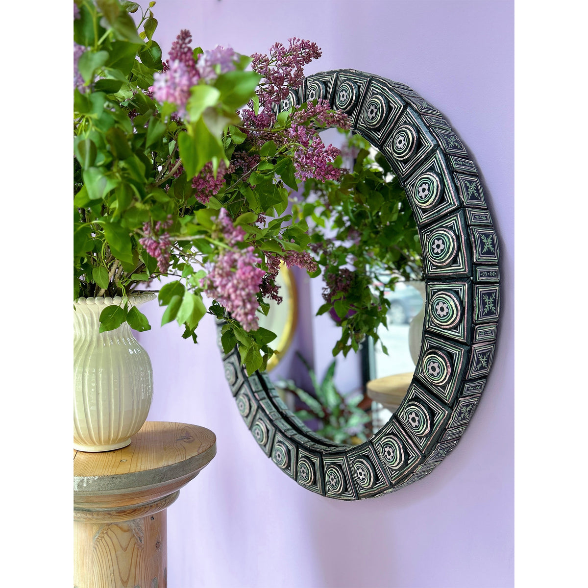 Mark Gagnon, Papier Mache Round Mosaic Tile Mirror