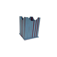 Hand-Painted Paper-Covered Accessories in Red on Blue Faux Bois