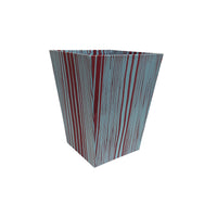 Hand-Painted Paper-Covered Accessories in Red on Blue Faux Bois