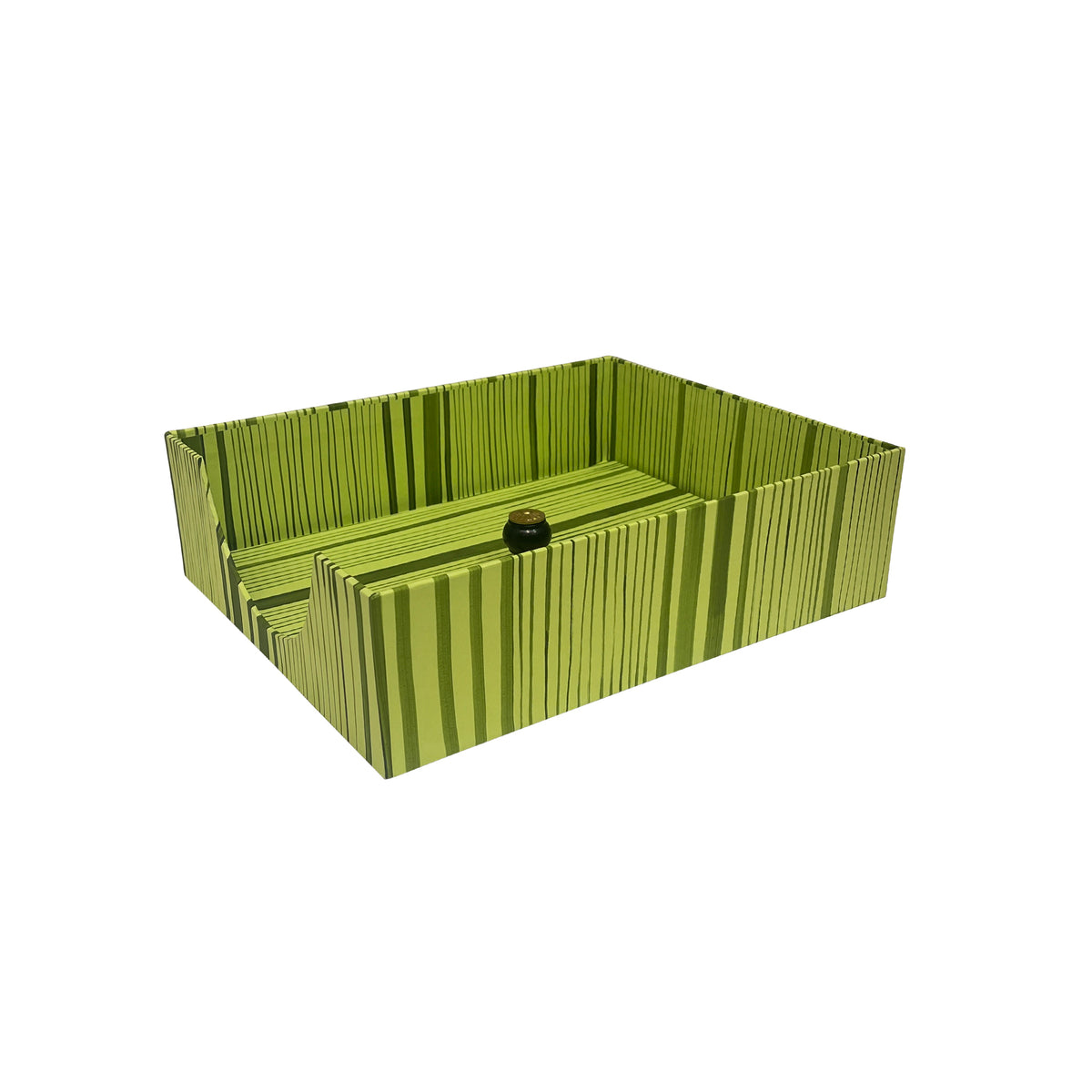 Hand-Painted Paper-Covered Accessories in Sludge on Chartreuse Faux Bois