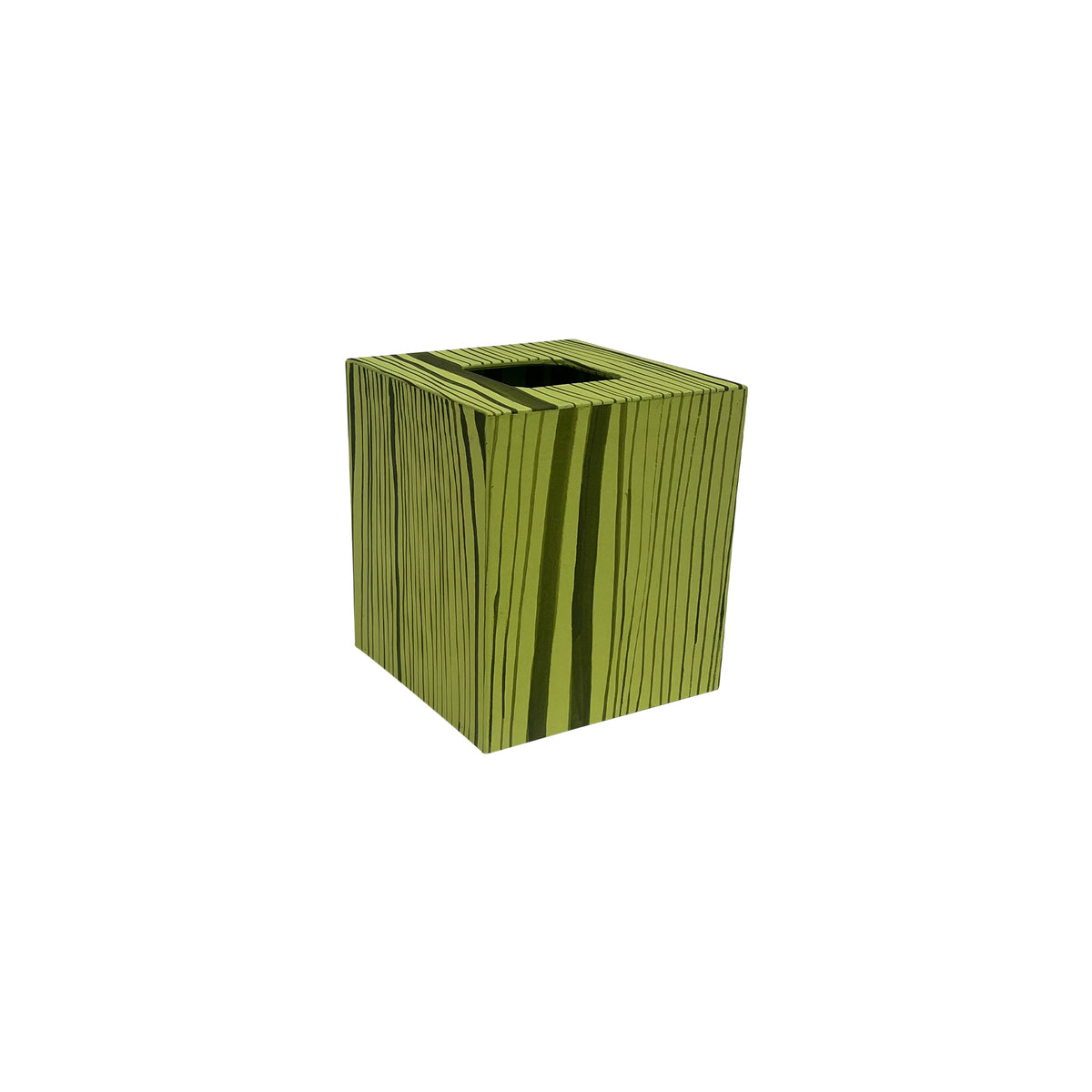 Hand-Painted Paper-Covered Accessories in Sludge on Chartreuse Faux Bois