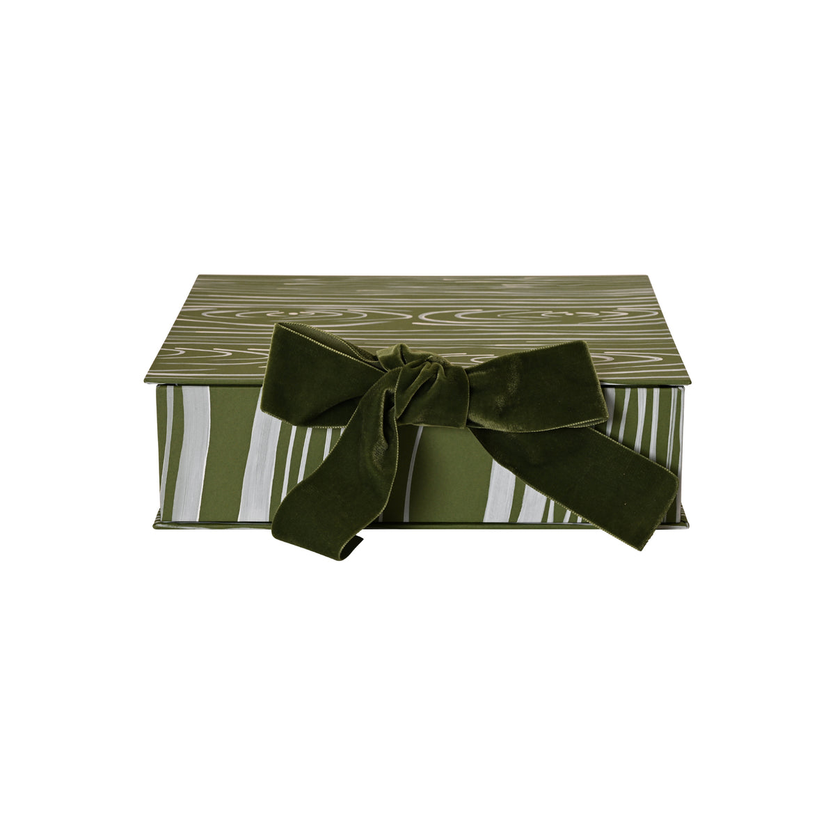 Hand-Painted Paper-Covered Accessories in Olive and White Faux Bois