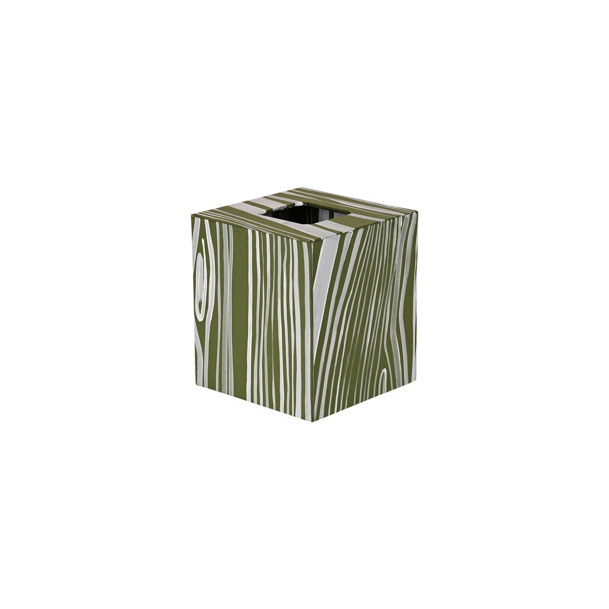 Hand-Painted Paper-Covered Accessories in Olive and White Faux Bois