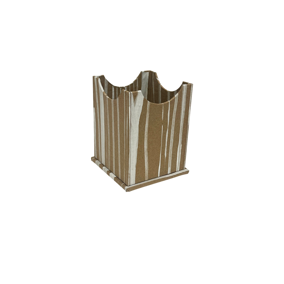 Hand-Painted Paper-Covered Accessories in White on Natural Faux Bois