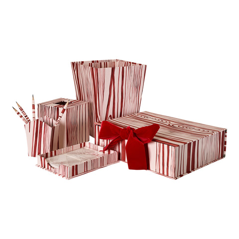 Hand-Painted Paper-Covered Accessories in Peppermint Bark