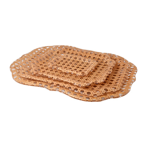Baroque Tray in Wide Rattan
