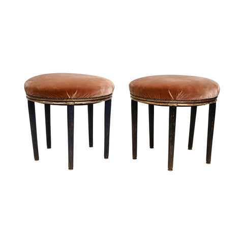 Pair of Napoleon III Five Leg Stools