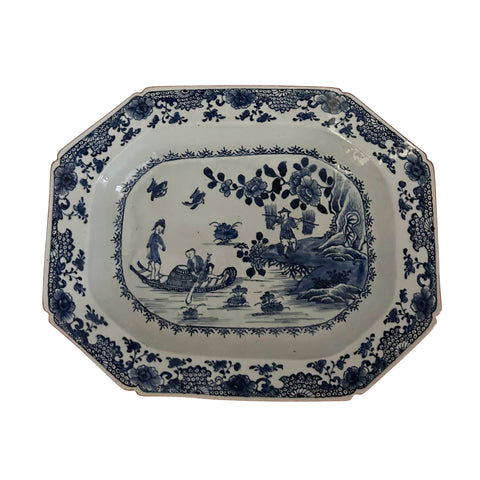 Late 18th Century Blue and White Platter in Chinese Taste