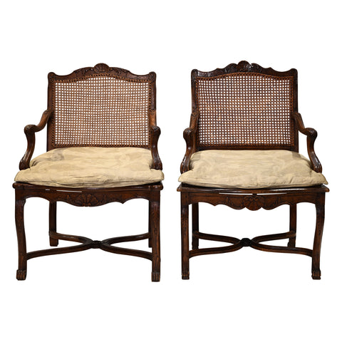 Pair of 19th Century Louis XV-Style Caned Chairs