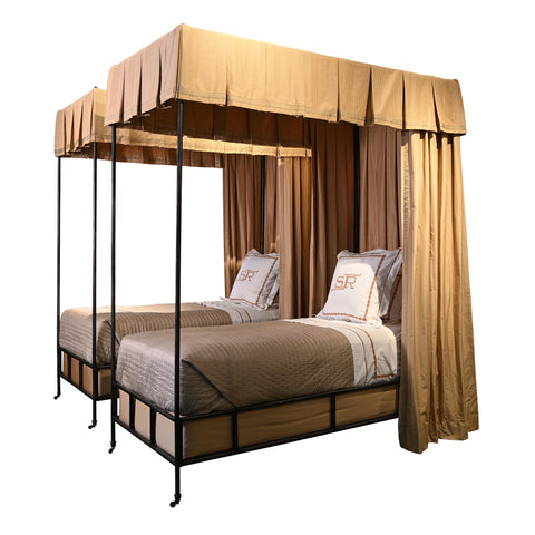 Pair of Hollyhock Extra-Large Twin Iron Canopy Beds