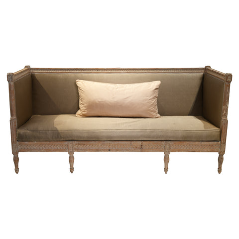 Gustavian Settee Covered in Gaufraged Silk