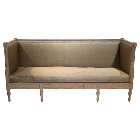 Gustavian Settee Covered in Gaufraged Silk