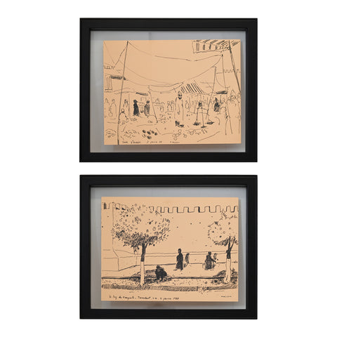 Pair of Moroccan Drawings by Charles Masson