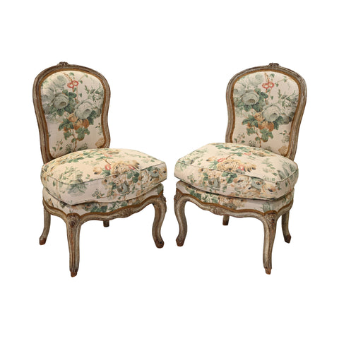 Pair of Louis XV-Style Slipper Chairs